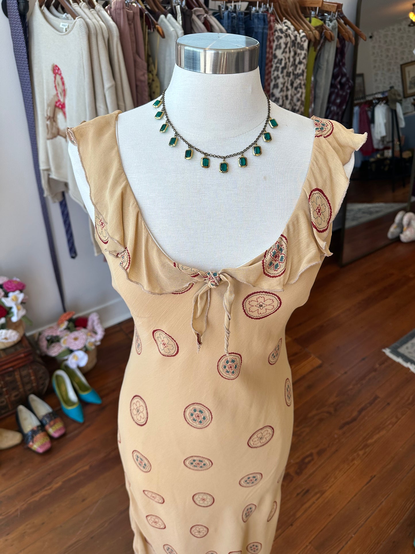 90's/Y2K Tan Boho Midi - MEDIUM