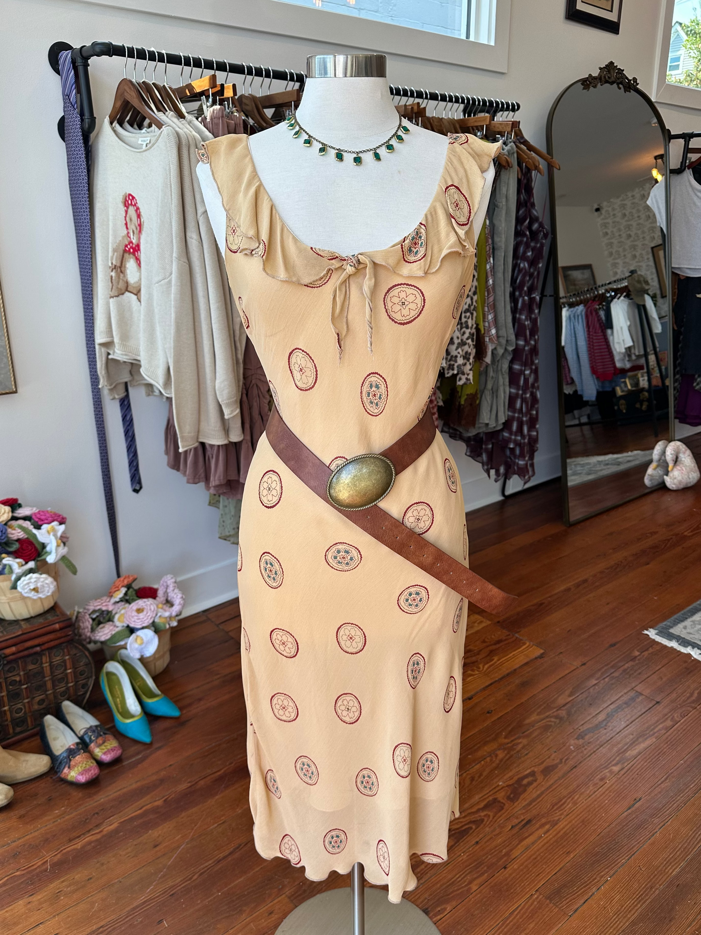 90's/Y2K Tan Boho Midi - MEDIUM