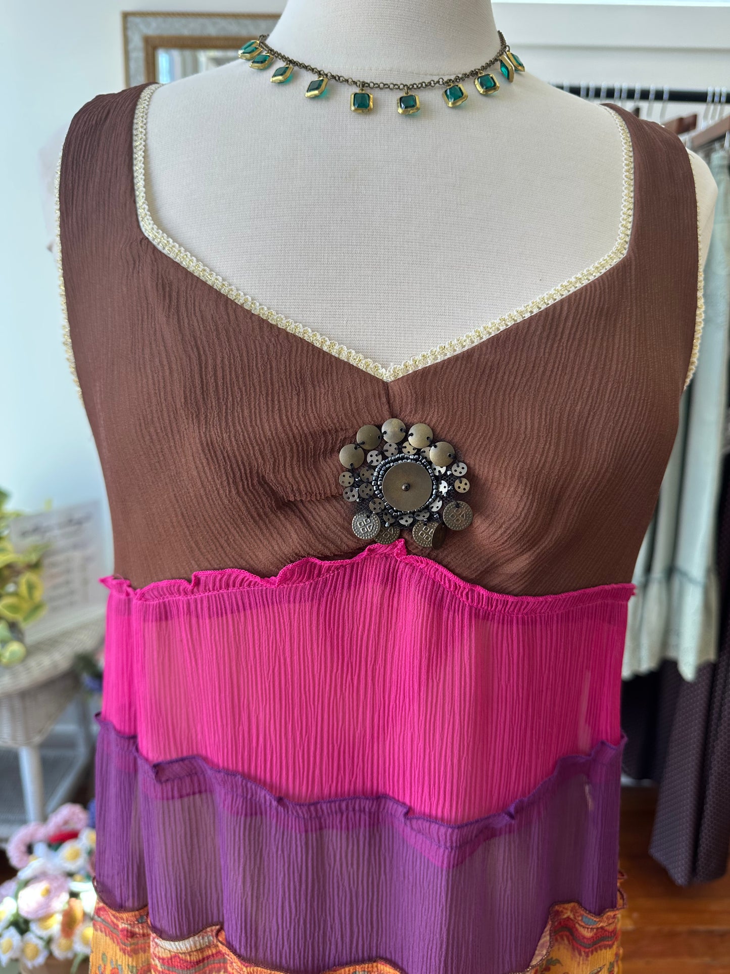 90's/Y2K Boho Silk Dress - Size 12