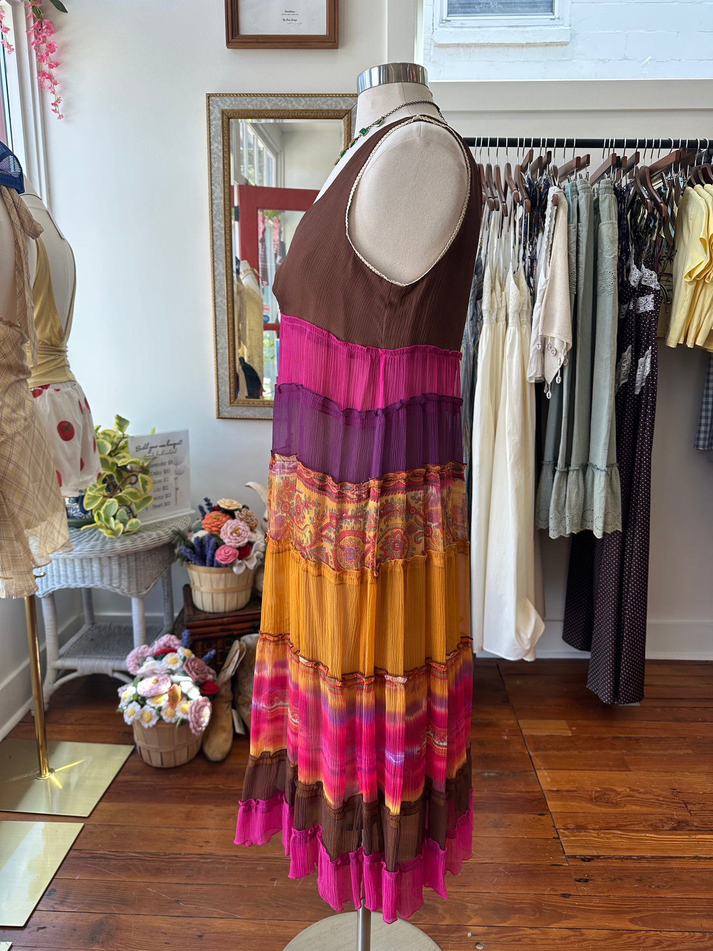 90's/Y2K Boho Silk Dress - Size 12