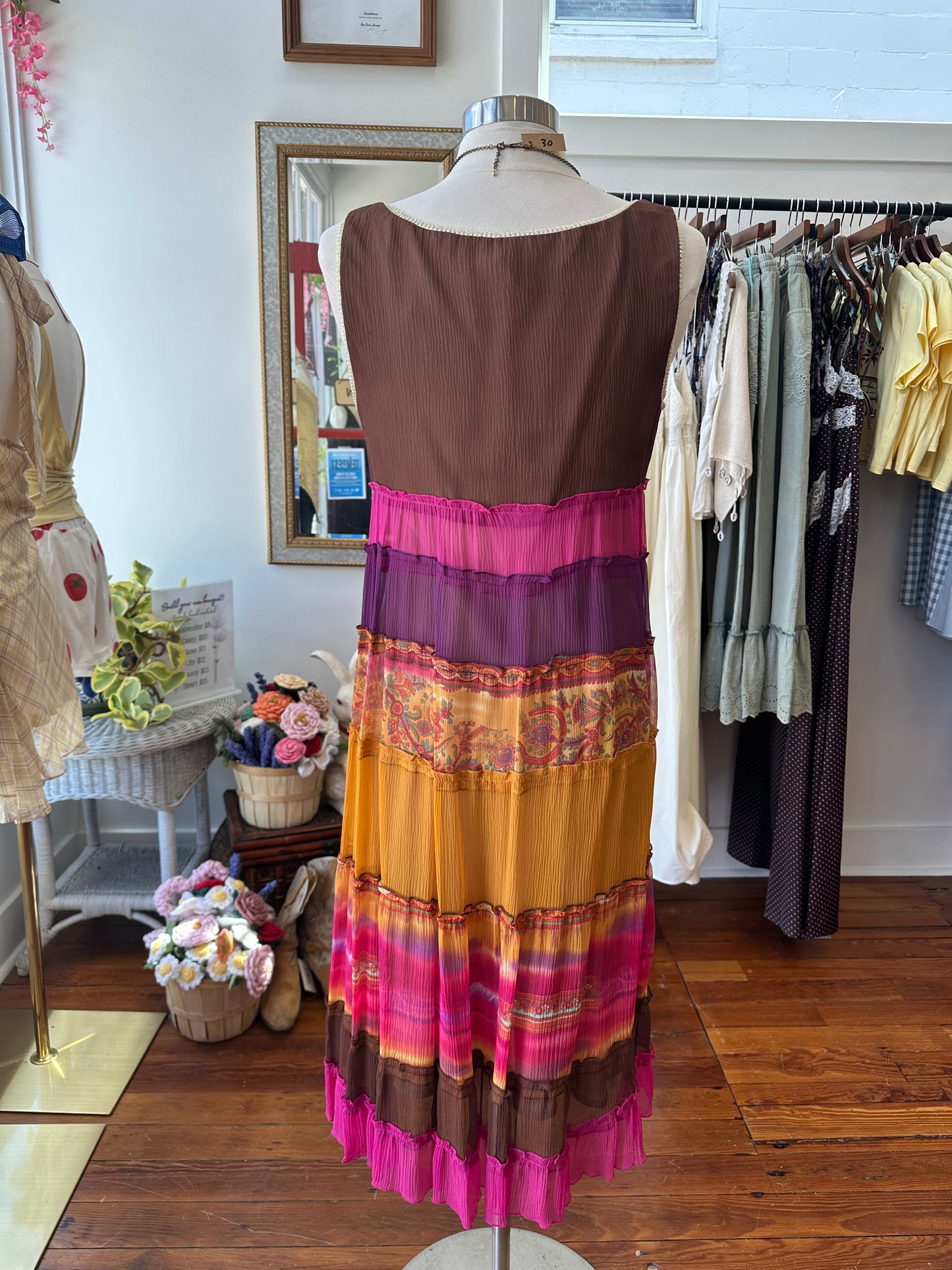 90's/Y2K Boho Silk Dress - Size 12