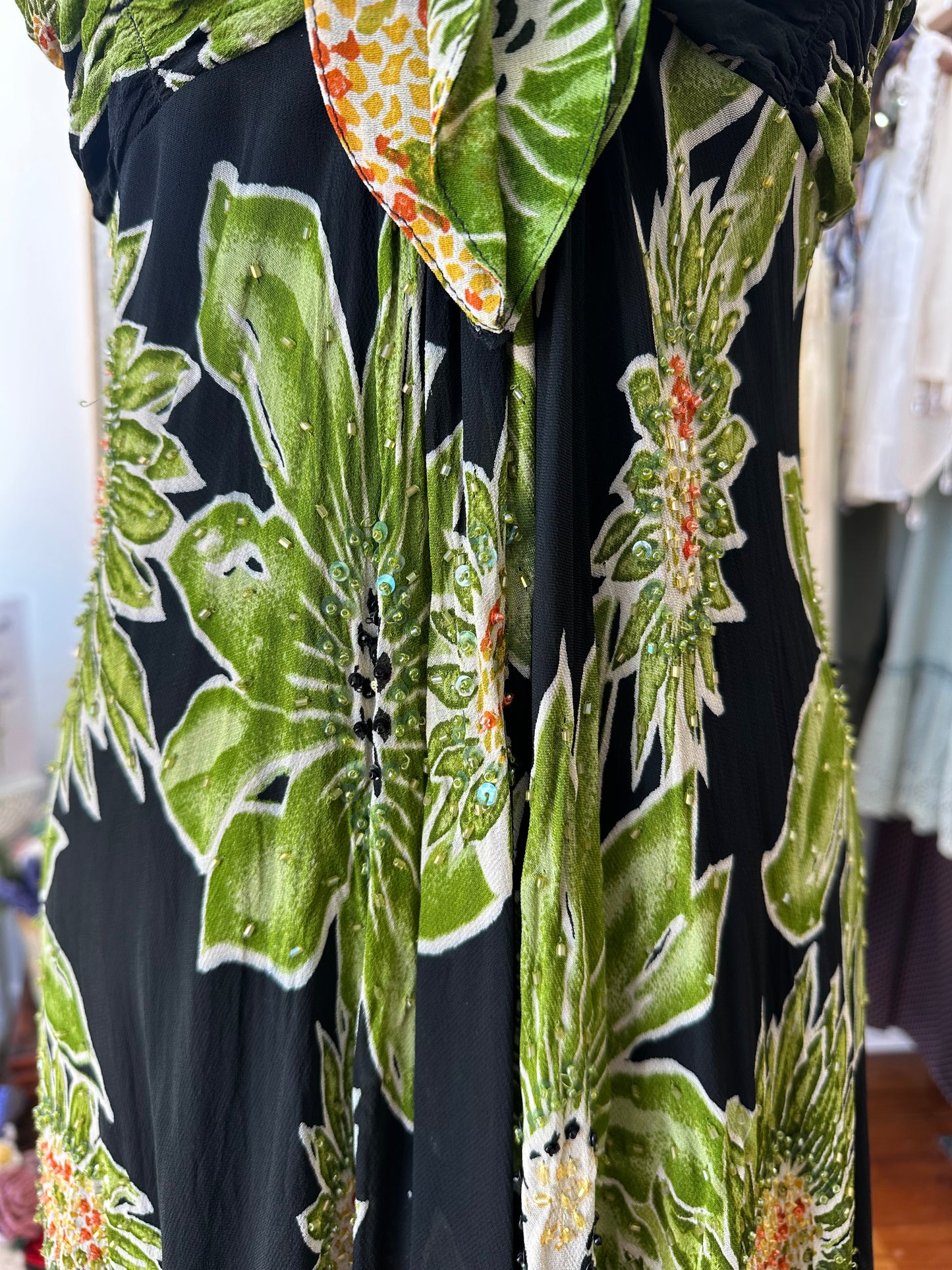 Y2K Beaded Tropical Midi Dress- X SMALL
