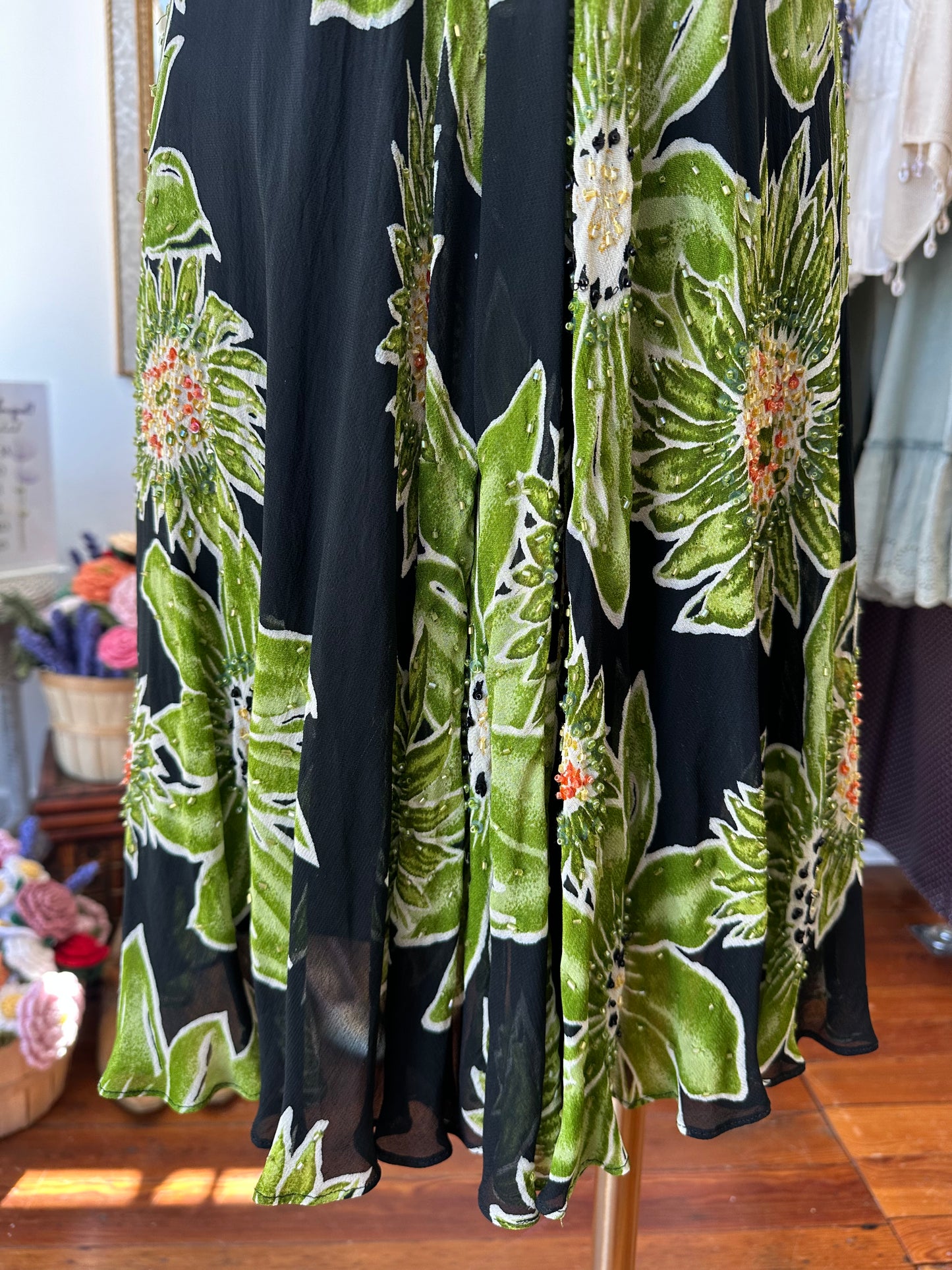 Y2K Beaded Tropical Midi Dress- X SMALL