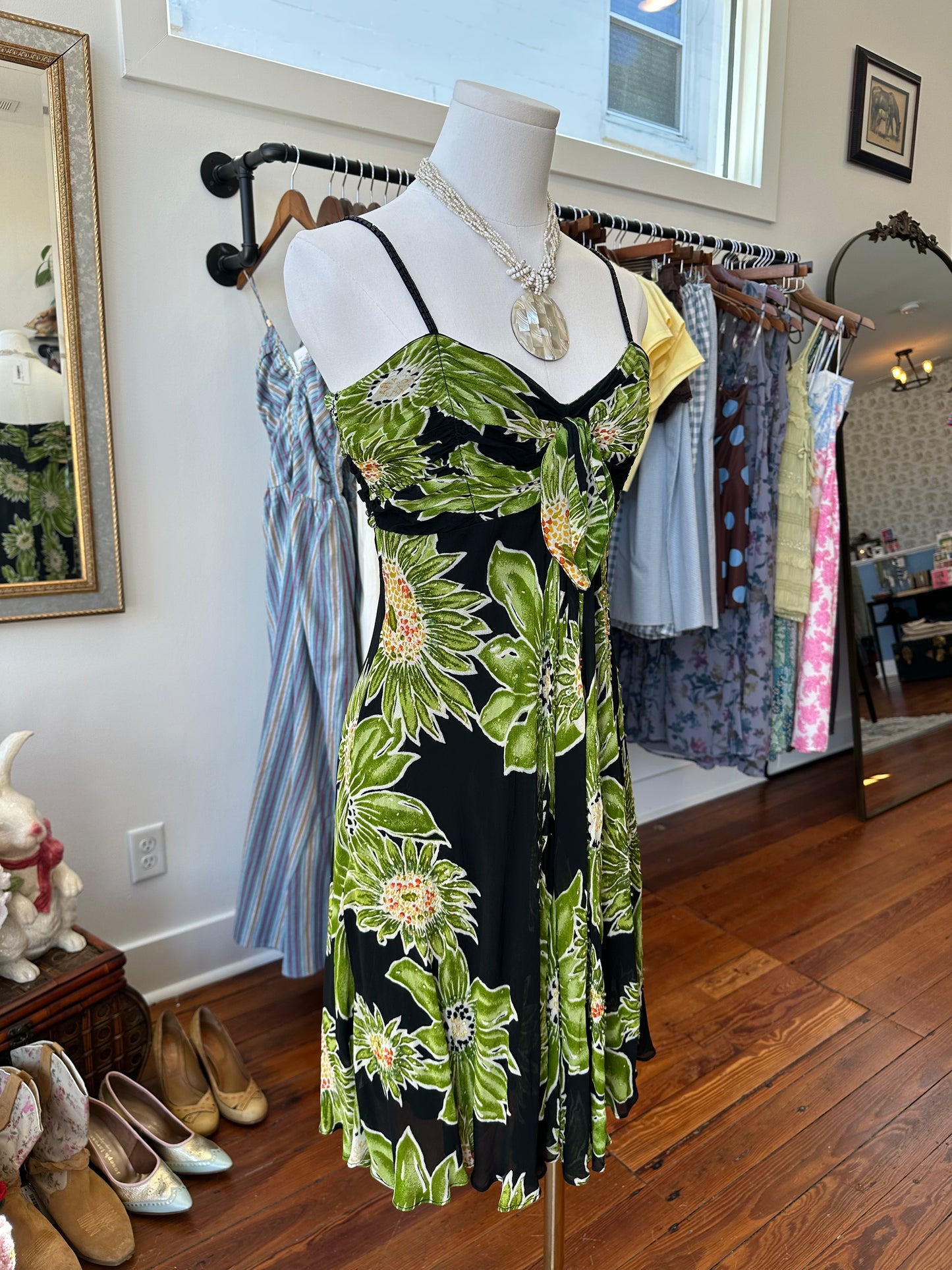 Y2K Beaded Tropical Midi Dress- X SMALL