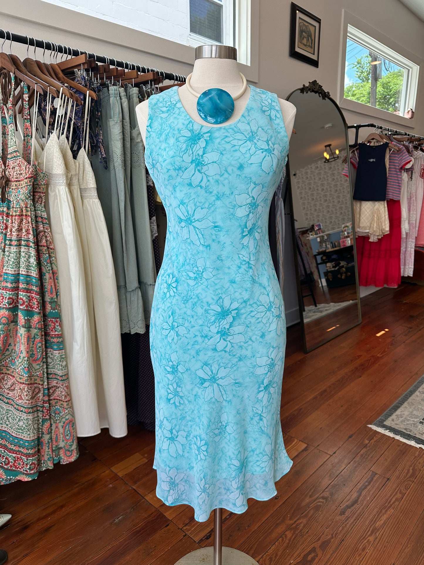 90's Sky Floral Dress - Size 6
