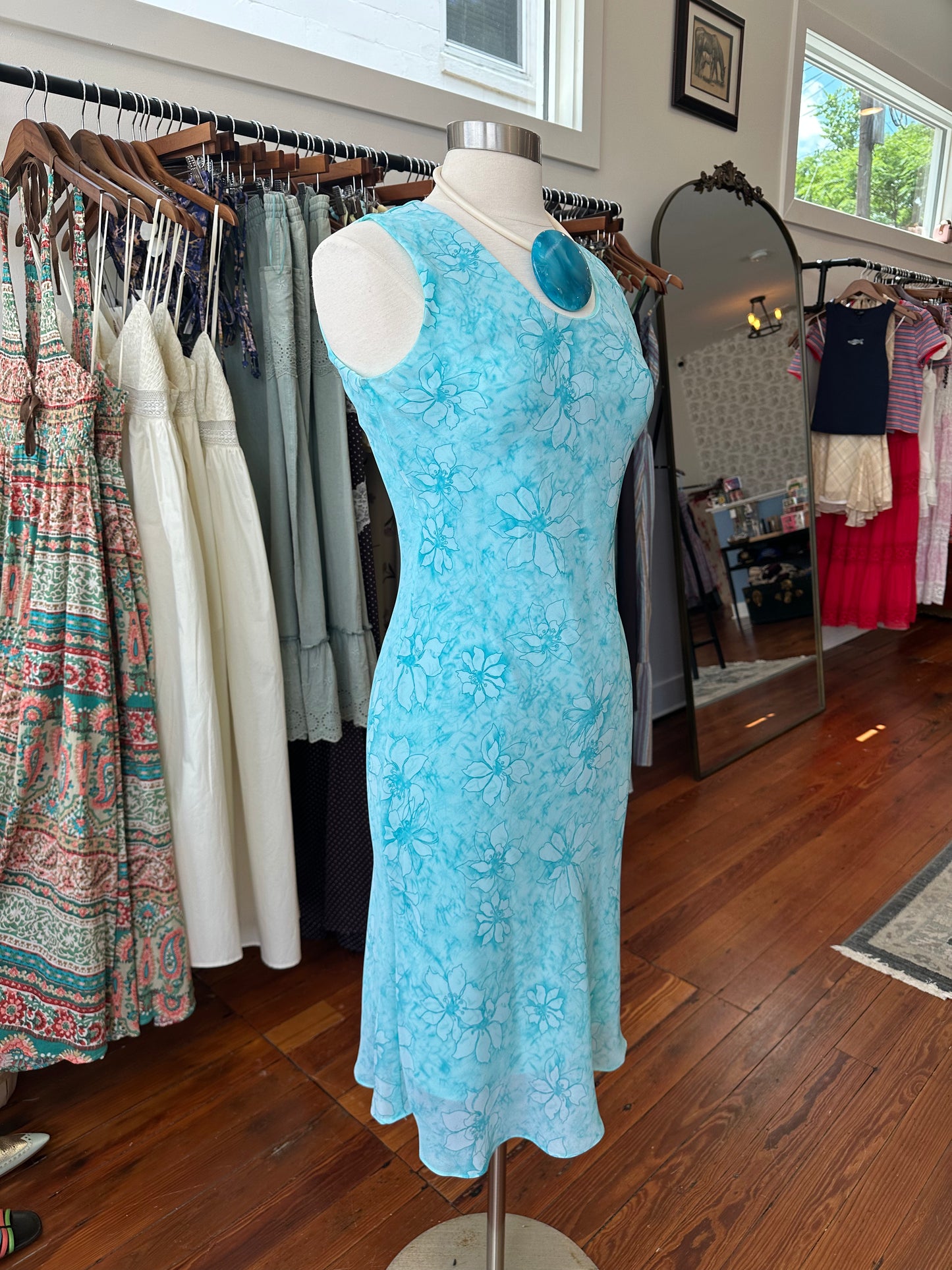 90's Sky Floral Dress - Size 6