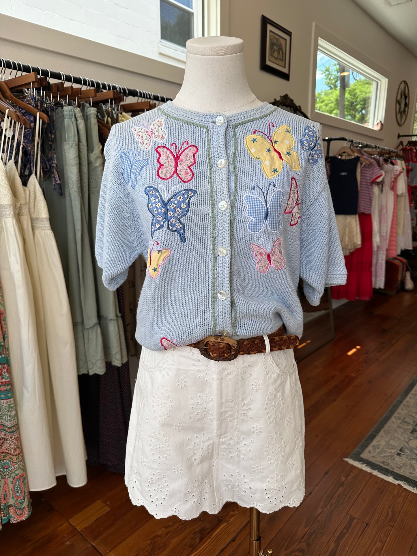 90's Quilted Butterfly Cardi - SMALL