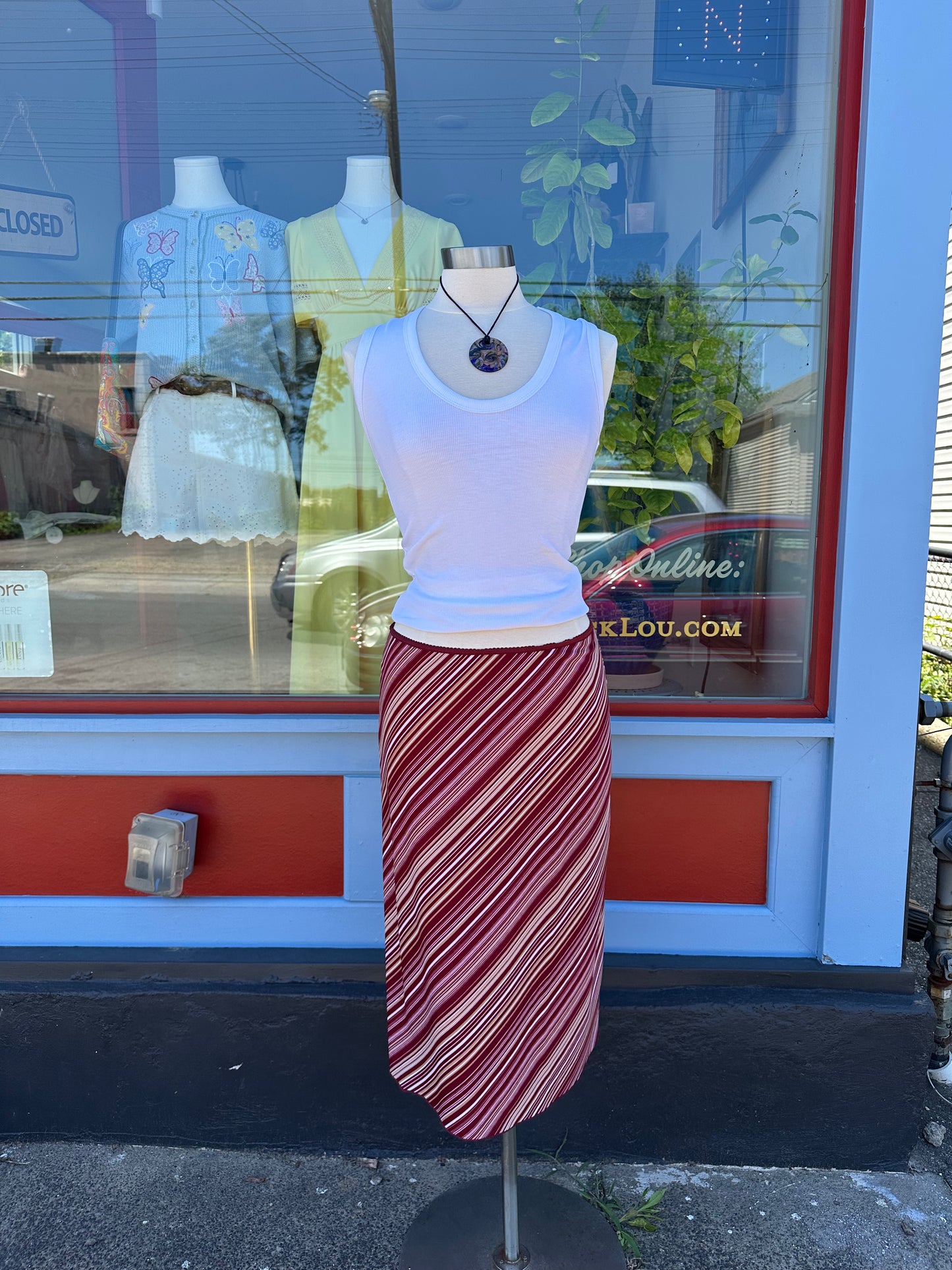 90's Cherry Striped Midi USA - MEDIUM