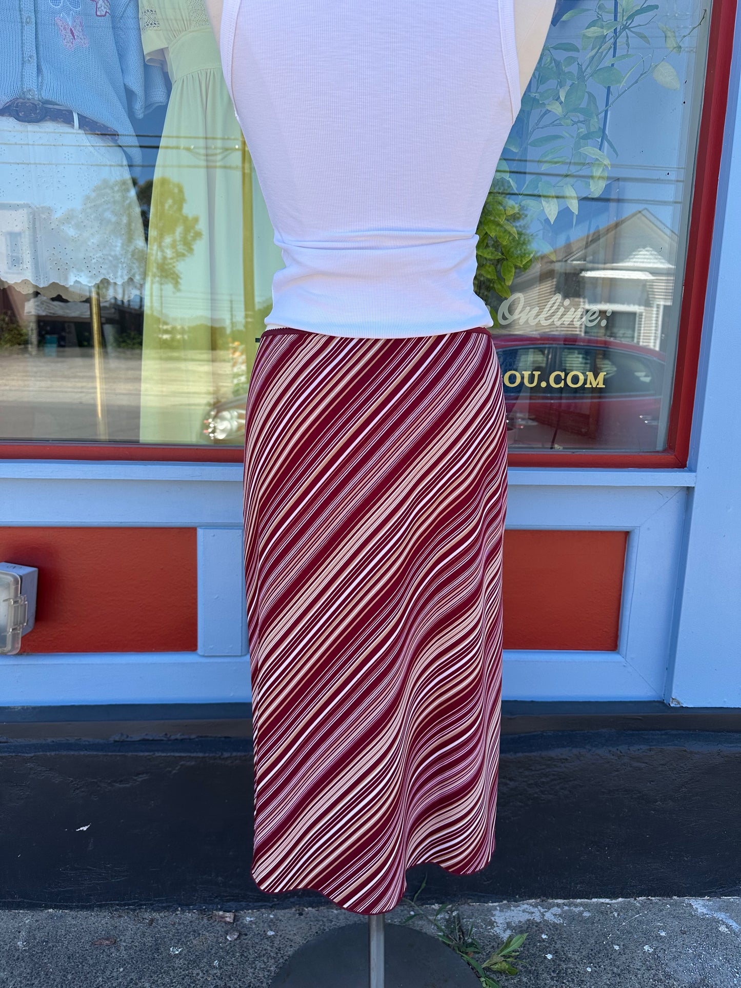 90's Cherry Striped Midi USA - MEDIUM