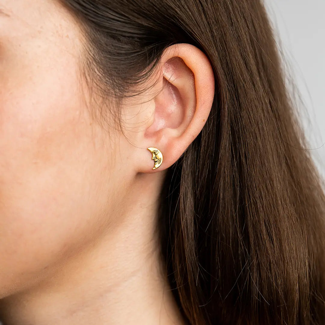Man In The Moon Stud Earrings