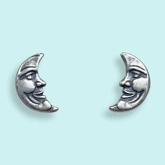 Man In The Moon Stud Earrings